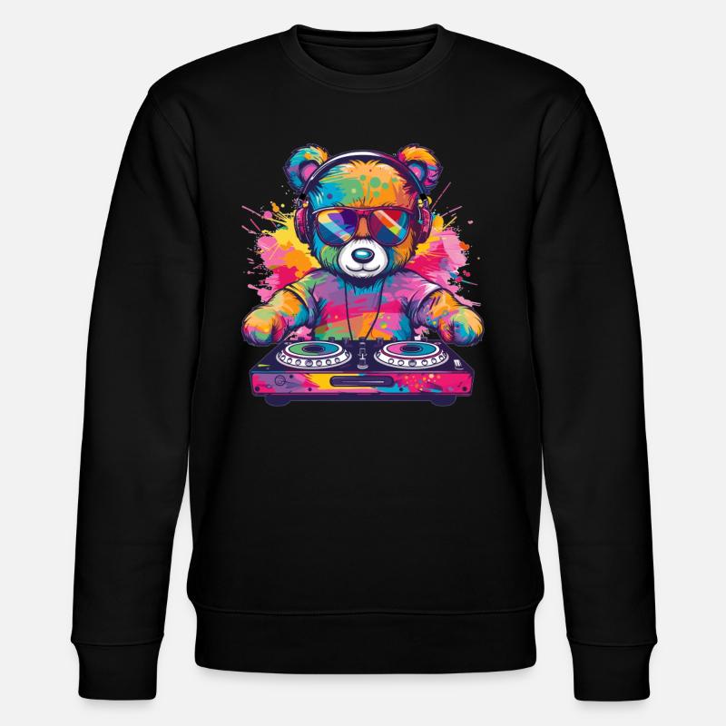 Bunter DJ Teddy - Stanley/Stella Unisex Bio-Sweatshirt CHANGER  - Schwarz