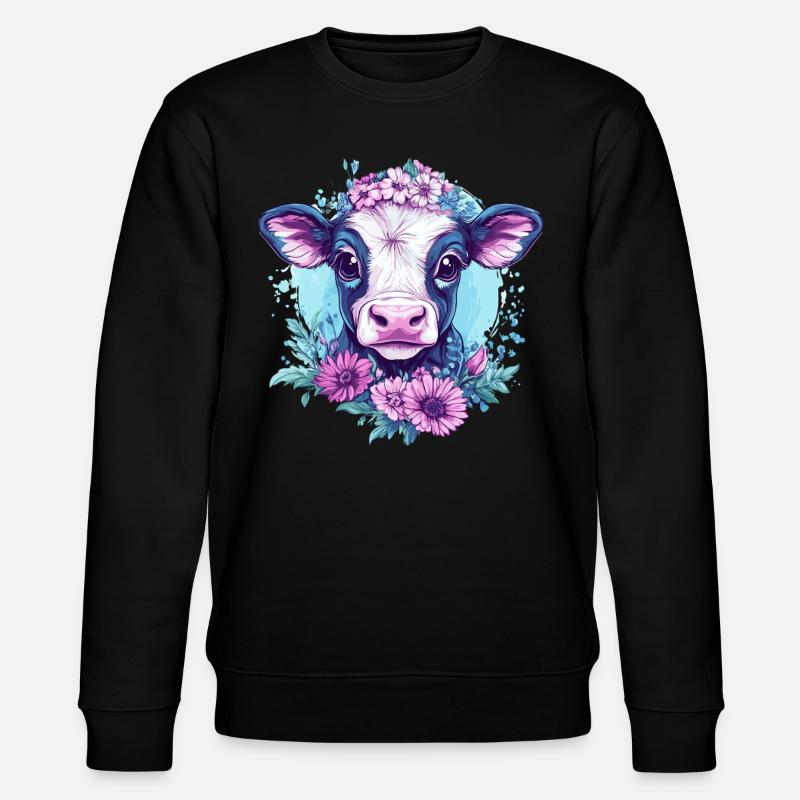 Vache fleurie - Sweat bio CHANGER Stanley/Stella Unisexe - noir