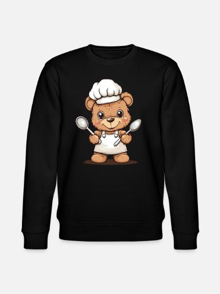 Cooking bear with spoons - Stanley/Stella CHANGER Unisex Organic Sweatshirt - black