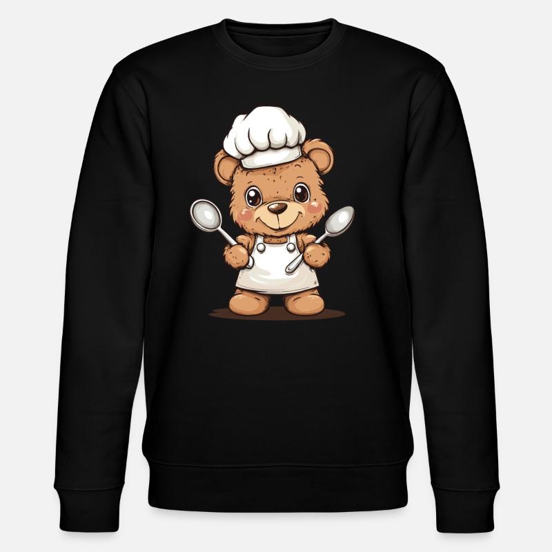 Kochbär mit Löffeln - Stanley/Stella Unisex Bio-Sweatshirt CHANGER  - Schwarz