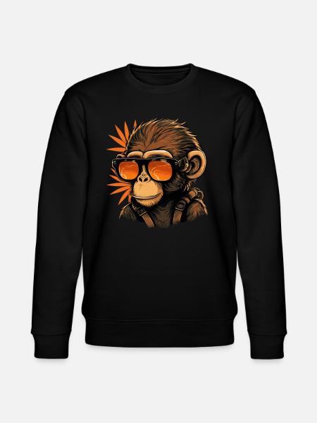 Cool monkey with sunglasses - Stanley/Stella CHANGER Unisex Organic Sweatshirt - black