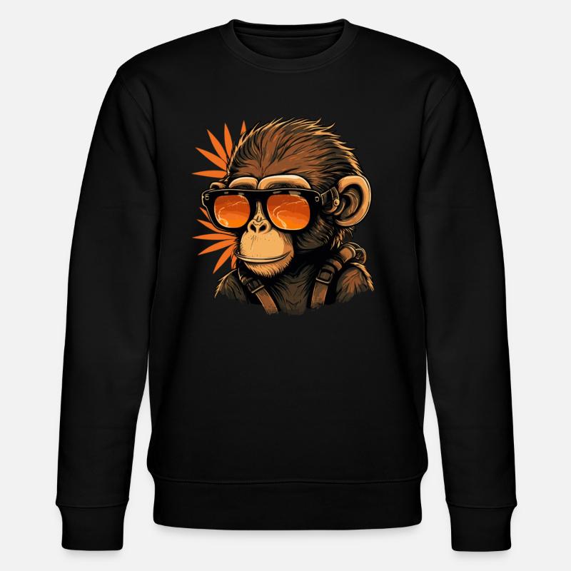 Cool monkey with sunglasses - Stanley/Stella CHANGER Unisex Organic Sweatshirt - black