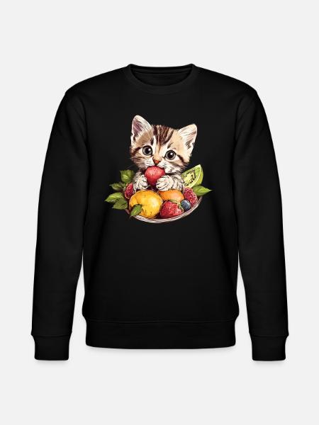 Cat with fruit bowl - Stanley/Stella CHANGER Unisex Organic Sweatshirt - black