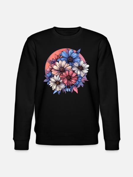 Farbenfroher Blumenstrauß - Stanley/Stella Unisex Bio-Sweatshirt CHANGER  - Schwarz