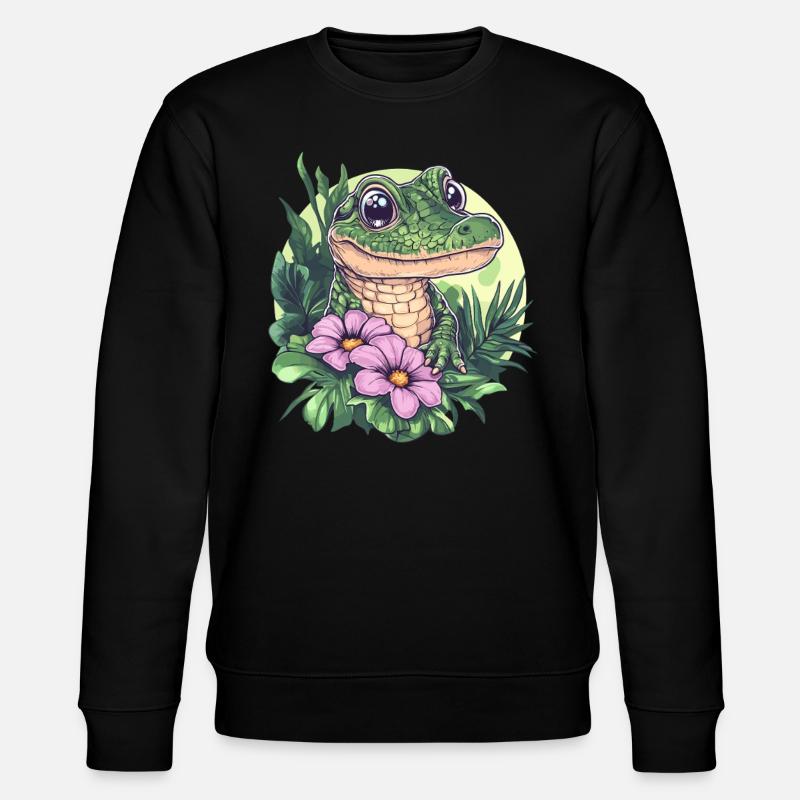 Krokodil im Dschungel - Stanley/Stella Unisex Bio-Sweatshirt CHANGER  - Schwarz