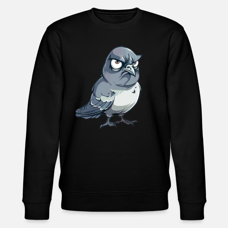 Grummelige Taube Comic-Stil - Stanley/Stella Unisex Bio-Sweatshirt CHANGER - Schwarz