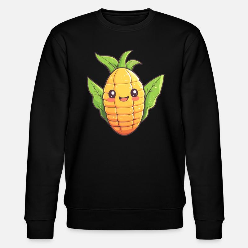 Fröhlicher Mais Comic-Stil - Stanley/Stella Unisex Bio-Sweatshirt CHANGER  - Schwarz