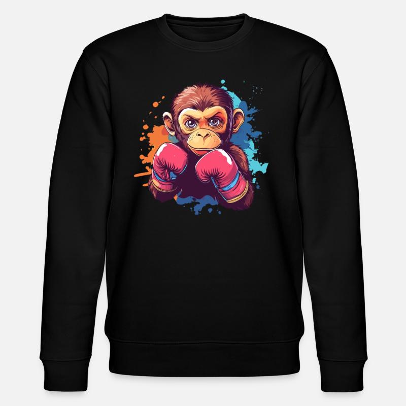 Boxing Monkey - Stanley/Stella CHANGER Unisex Organic Sweatshirt - black