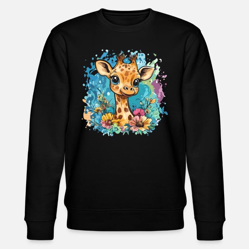 Cheerful giraffe with flowers - Stanley/Stella CHANGER Unisex Organic Sweatshirt - black