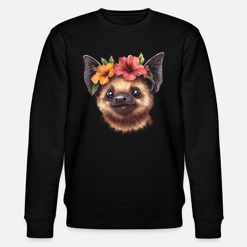 Chauve-souris avec des fleurs - Sweat bio CHANGER Stanley/Stella Unisexe - noir