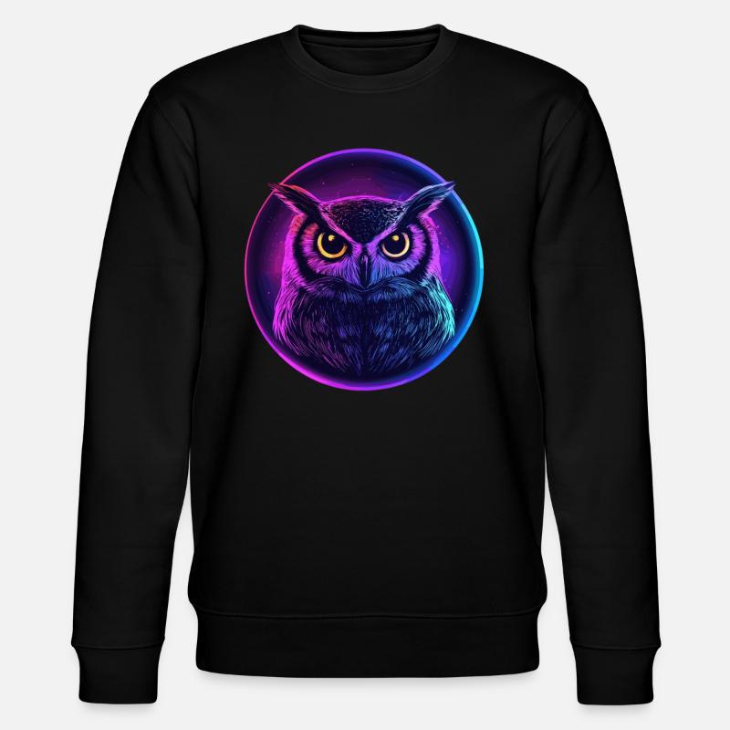 Leuchtende Neon-Eule - Stanley/Stella Unisex Bio-Sweatshirt CHANGER  - Schwarz