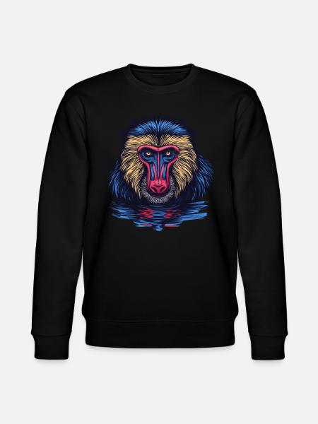 Mandrill Affe im Spiegel - Stanley/Stella Unisex Bio-Sweatshirt CHANGER - Schwarz