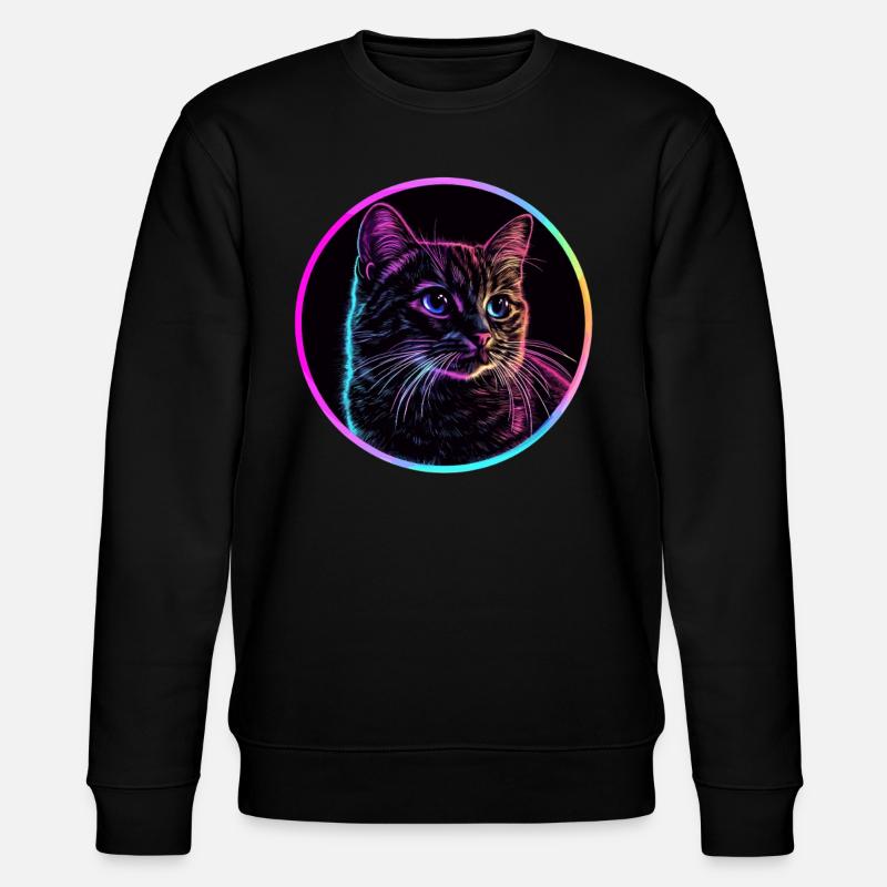 Chat néon en cercle - Sweat bio CHANGER Stanley/Stella Unisexe - noir