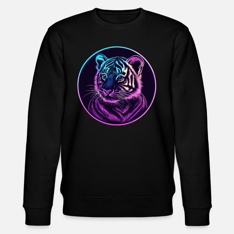 Néon Tiger Gaze - Sweat bio CHANGER Stanley/Stella Unisexe - noir