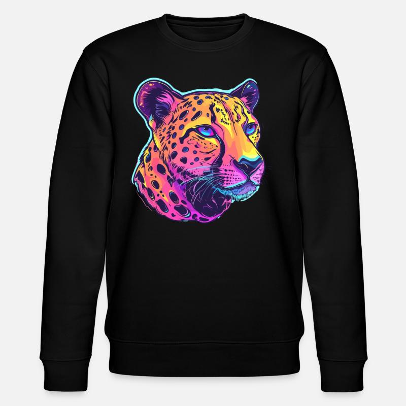 Bunter Leopard Popart - Stanley/Stella Unisex Bio-Sweatshirt CHANGER  - Schwarz