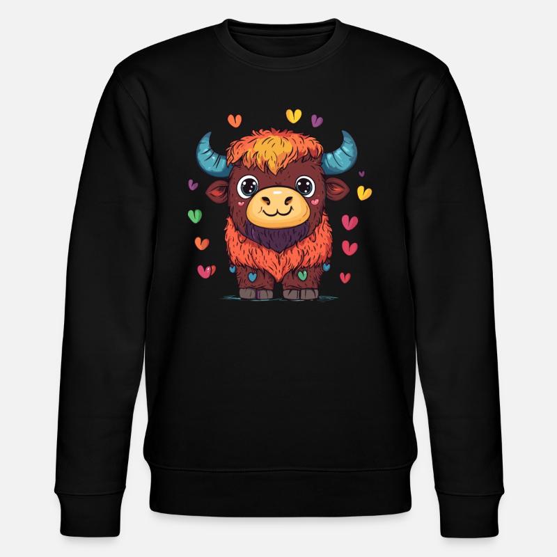 Bunter Yak mit Herzen - Stanley/Stella Unisex Bio-Sweatshirt CHANGER  - Schwarz
