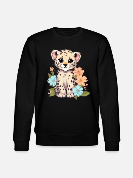 Leopard with flowers - Stanley/Stella CHANGER Unisex Organic Sweatshirt - black