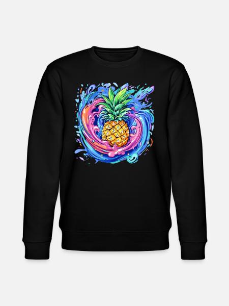 Pineapple with paint splash - Stanley/Stella CHANGER Unisex Organic Sweatshirt - black