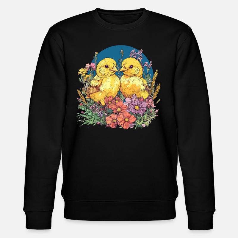 Küken im Blumenfeld - Stanley/Stella Unisex Bio-Sweatshirt CHANGER  - Schwarz