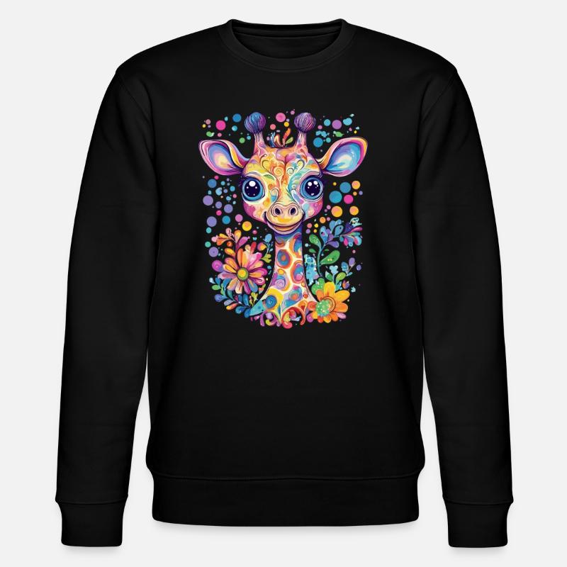 Bunte Giraffe Träume - Stanley/Stella Unisex Bio-Sweatshirt CHANGER  - Schwarz