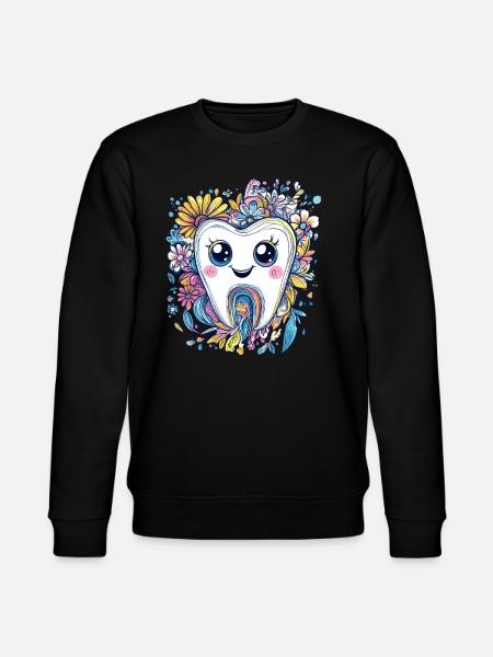Tooth with flower smile - Stanley/Stella CHANGER Unisex Organic Sweatshirt - black