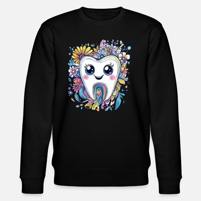 Zahn mit Blumenlächeln - Stanley/Stella Unisex Bio-Sweatshirt CHANGER  - Schwarz
