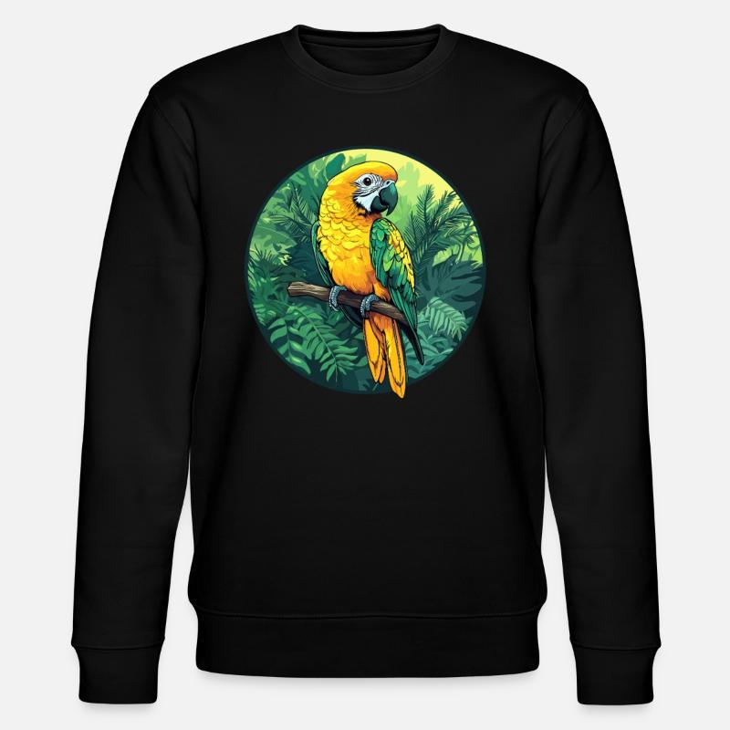 Papagei im Dschungel - Stanley/Stella Unisex Bio-Sweatshirt CHANGER  - Schwarz