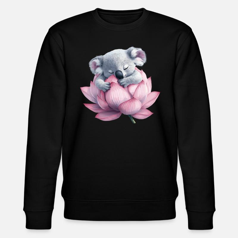 Sleeping koala on lotus - Stanley/Stella CHANGER Unisex Organic Sweatshirt - black