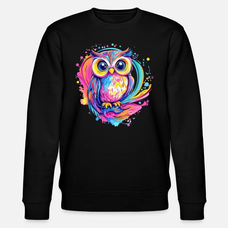 Bunte niedliche Eule - Stanley/Stella Unisex Bio-Sweatshirt CHANGER  - Schwarz