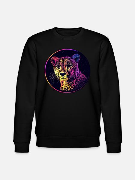 Leopard im Sternenhimmel - Stanley/Stella Unisex Bio-Sweatshirt CHANGER  - Schwarz