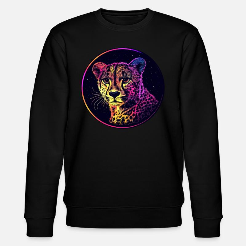 Leopard im Sternenhimmel - Stanley/Stella Unisex Bio-Sweatshirt CHANGER  - Schwarz