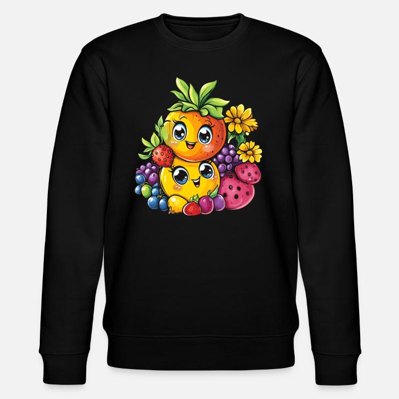 Lustige Fruchtfreunde - Stanley/Stella Unisex Bio-Sweatshirt CHANGER  - Schwarz