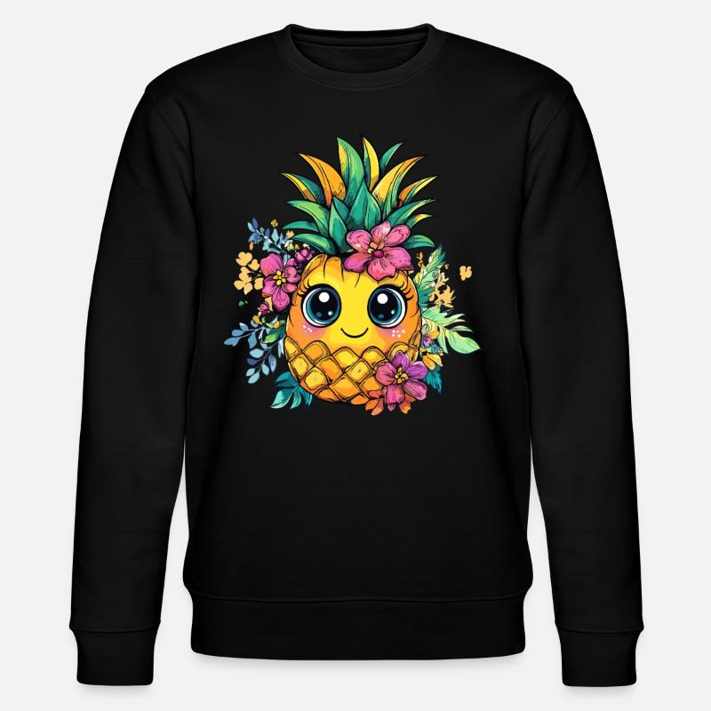 Blumige Ananasfreude - Stanley/Stella Unisex Bio-Sweatshirt CHANGER  - Schwarz