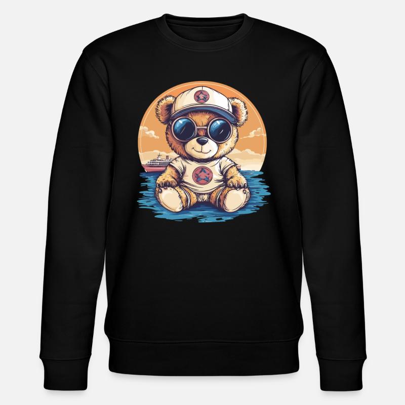 Teddybär mit Sonnenbrille - Stanley/Stella Unisex Bio-Sweatshirt CHANGER  - Schwarz