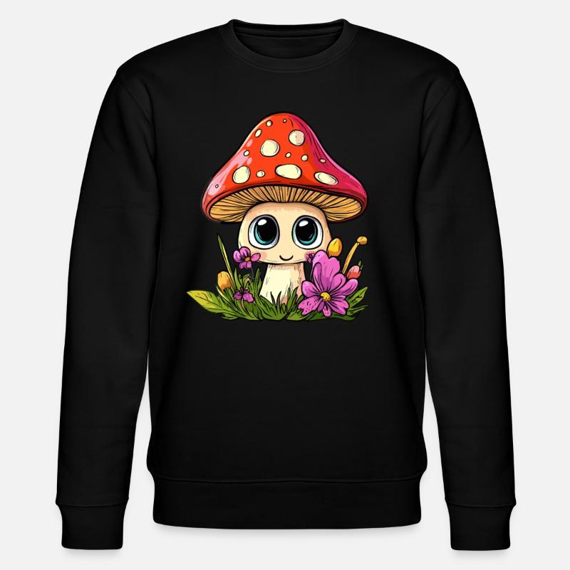 Champignon avec des fleurs - Sweat bio CHANGER Stanley/Stella Unisexe - noir