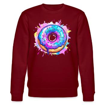 Bunte Donut Explosion - Stanley/Stella Unisex Bio-Sweatshirt CHANGER  - Burgunderrot - Vorne - Nik (191cm) & Marisol (170cm)