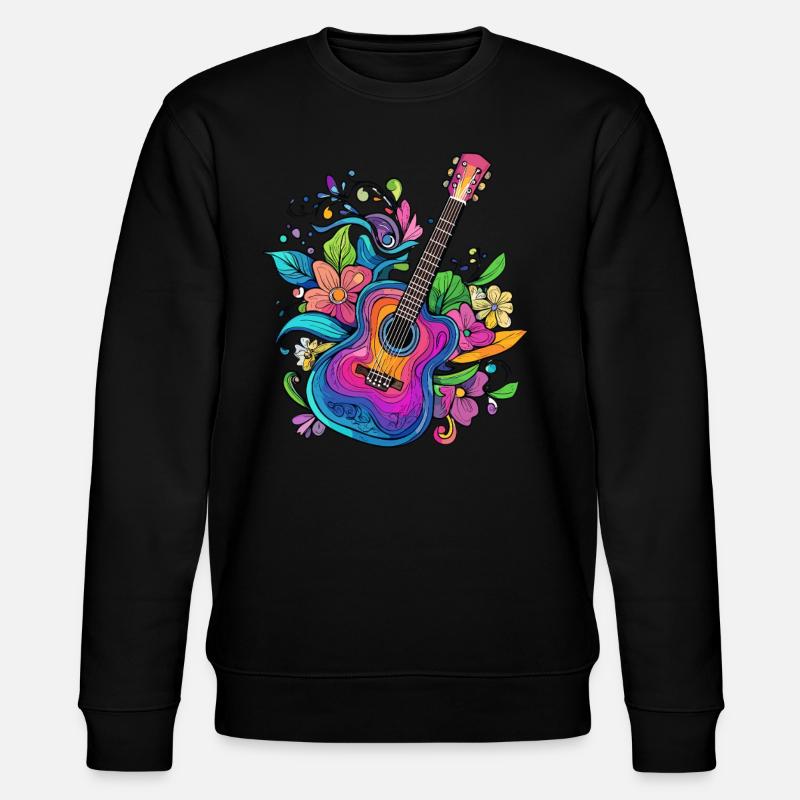 Bunte Gitarre mit Blumen - Stanley/Stella Unisex Bio-Sweatshirt CHANGER - Schwarz