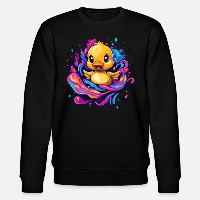 Quietschende Badeente Splash - Stanley/Stella Unisex Bio-Sweatshirt CHANGER  - Schwarz