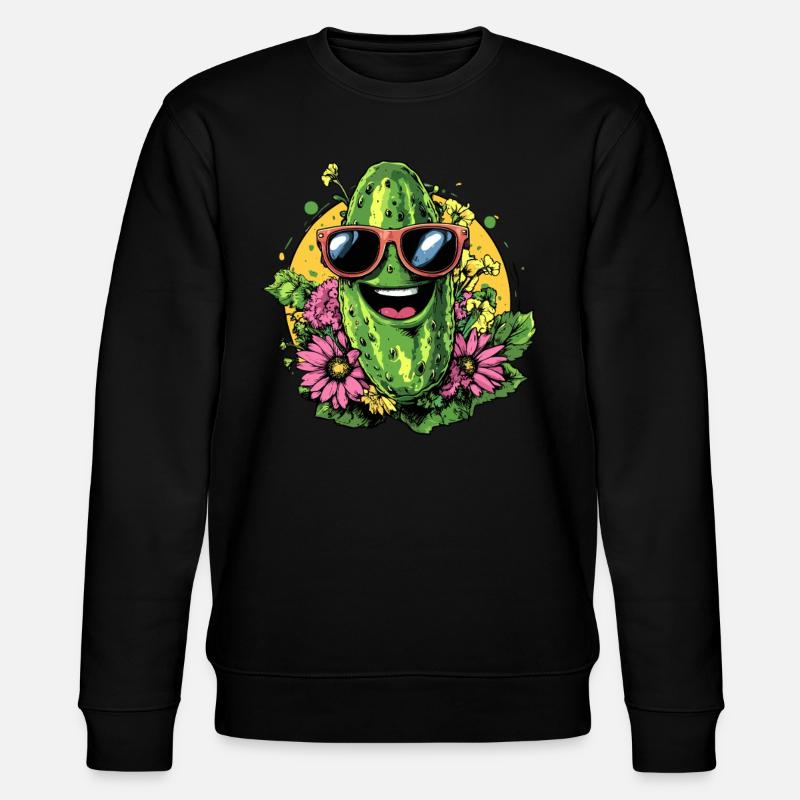 Cool cucumber with sunglasses - Stanley/Stella CHANGER Unisex Organic Sweatshirt - black