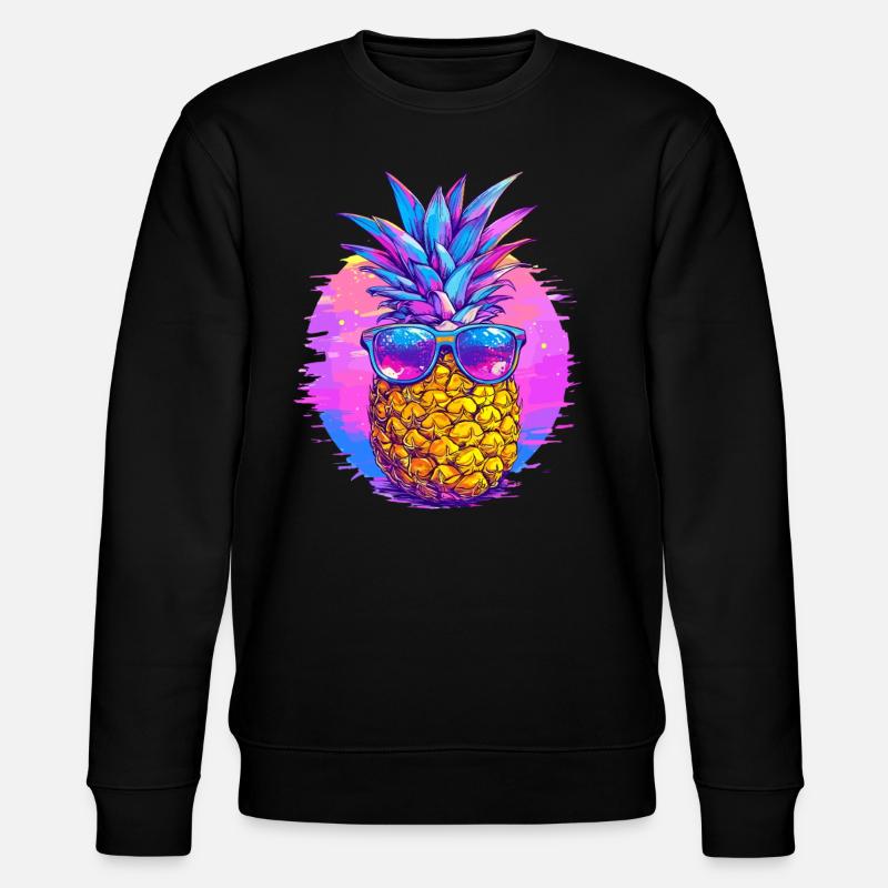 Ananas mit Retro Sonnenbrille - Stanley/Stella Unisex Bio-Sweatshirt CHANGER  - Schwarz