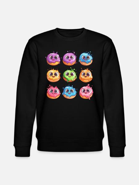 Bunte Donut Freunde - Stanley/Stella Unisex Bio-Sweatshirt CHANGER  - Schwarz