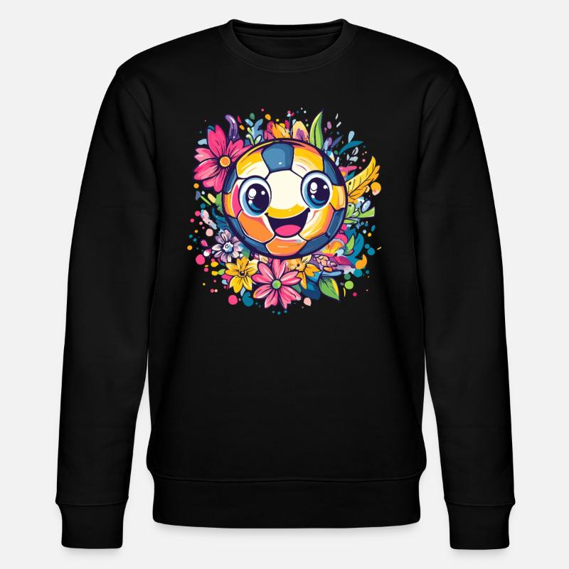 Bunter Fußball mit Blumen - Stanley/Stella Unisex Bio-Sweatshirt CHANGER  - Schwarz