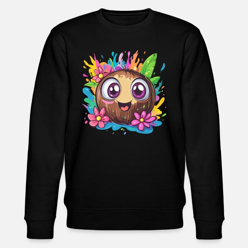 Glückliche Kokosnuss bunt - Stanley/Stella Unisex Bio-Sweatshirt CHANGER - Schwarz