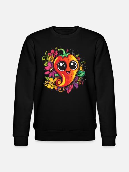 Cheerful Cartoon Chili - Stanley/Stella CHANGER Unisex Organic Sweatshirt - black
