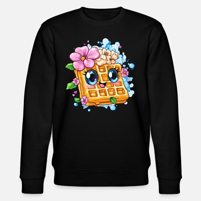 Waffel mit Blütenfreude - Stanley/Stella Unisex Bio-Sweatshirt CHANGER  - Schwarz