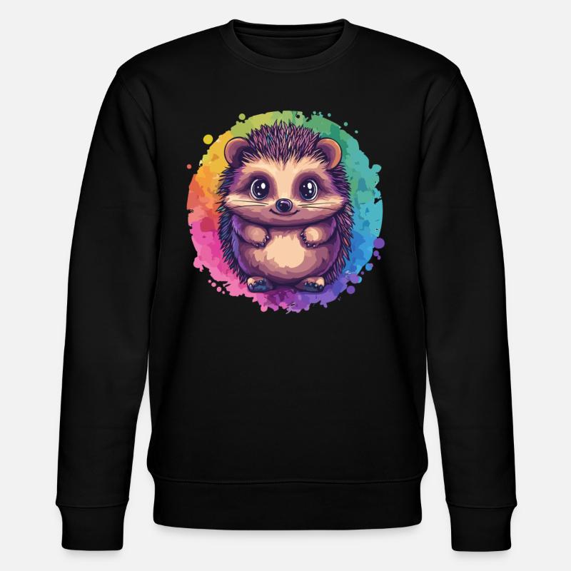 Bunter Igel vor Regenbogen - Stanley/Stella Unisex Bio-Sweatshirt CHANGER  - Schwarz