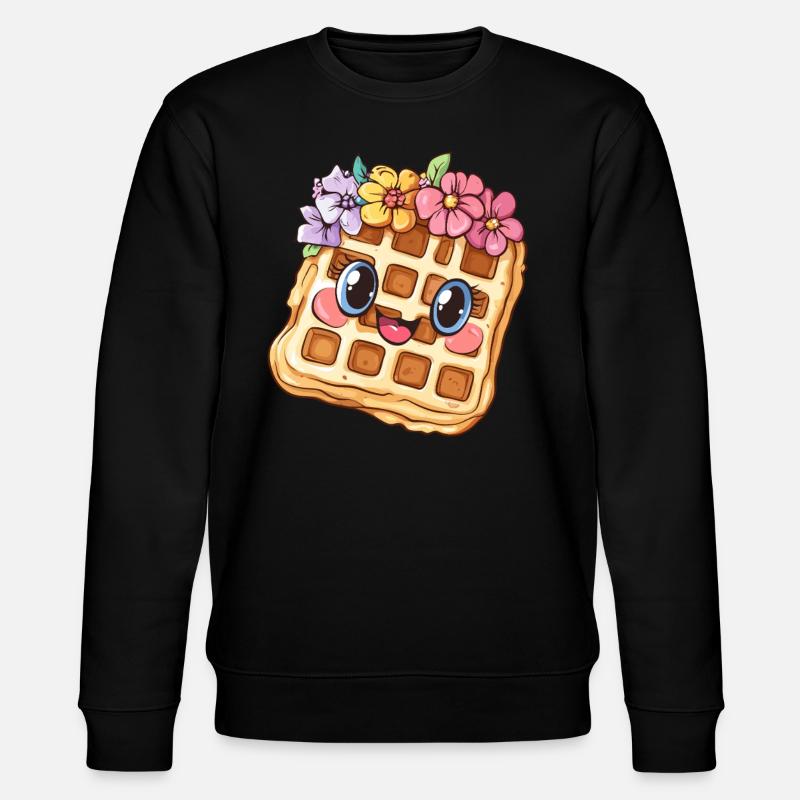 Waffel mit Blumen - Stanley/Stella Unisex Bio-Sweatshirt CHANGER  - Schwarz