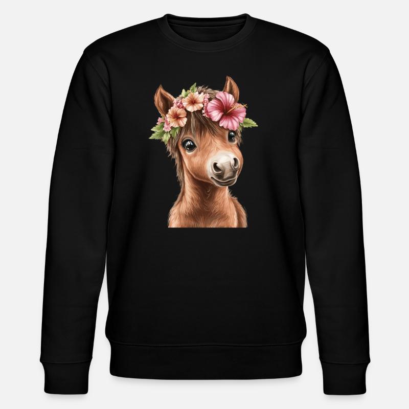 Flower pony with wreath - Stanley/Stella CHANGER Unisex Organic Sweatshirt - black