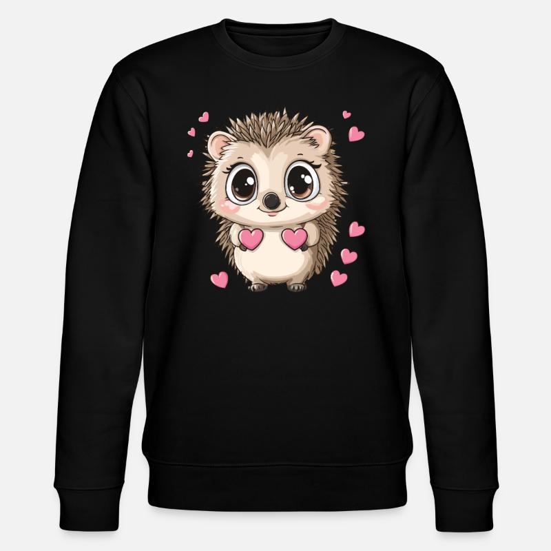 Igel mit Herzen - Stanley/Stella Unisex Bio-Sweatshirt CHANGER  - Schwarz