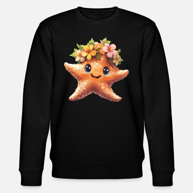 Seestern mit Blütenkrone - Stanley/Stella Unisex Bio-Sweatshirt CHANGER  - Schwarz